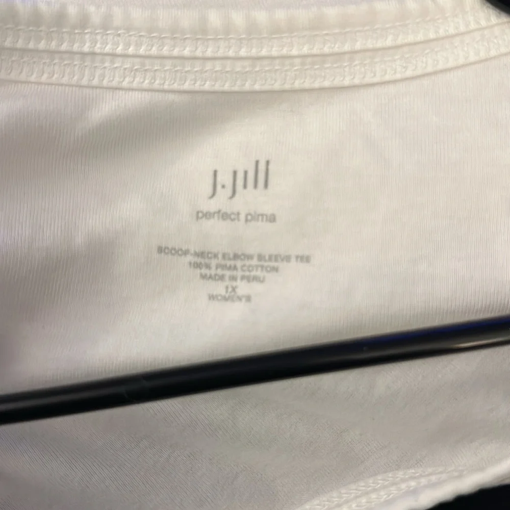 J Jill Perfect Pima Elbow Sleeve Scoop-Neck Tee 1X White - Picture 2 of 5